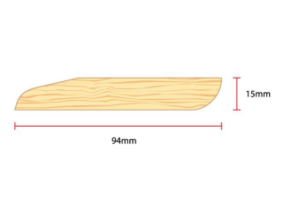 14x94mm (Nom 19x100mm) Redwood Chamf & Bullnose Skirting Vth FSC